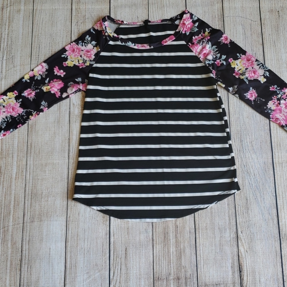 💟Floral Stripe Raglan